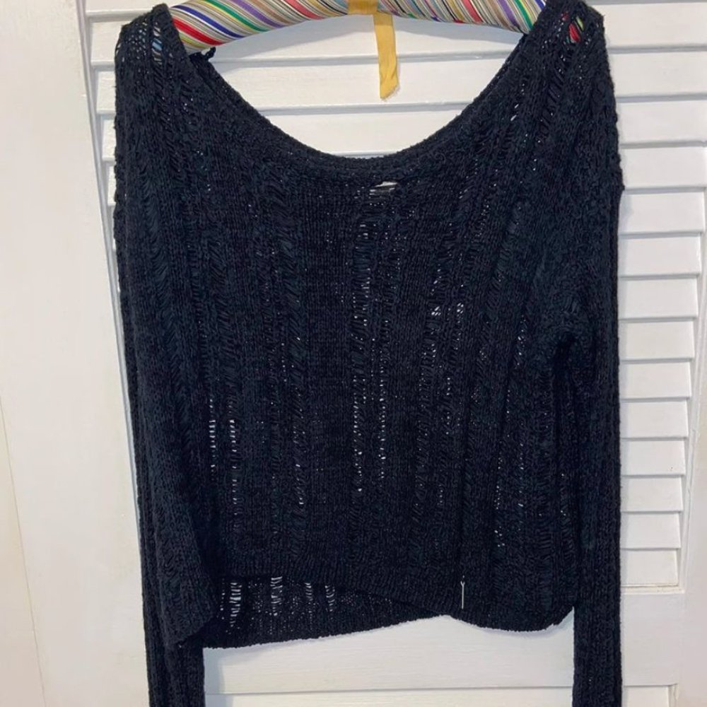 gilly hicks see-thru navy sweater